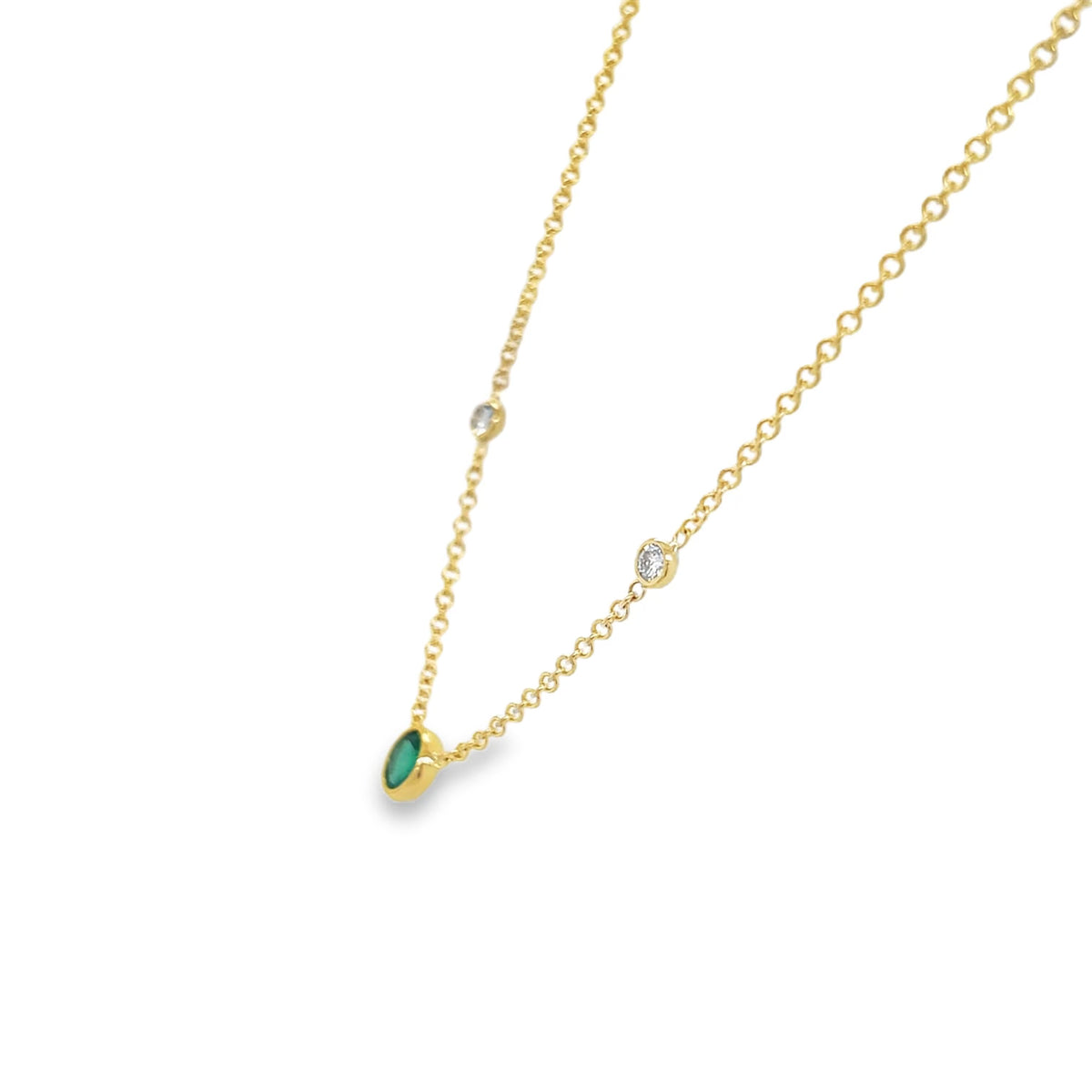 Emerald and Diamond Station Necklace