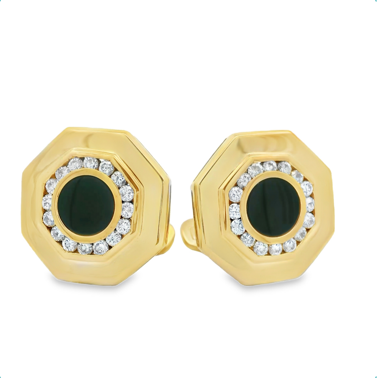 Onyx & Diamond Gold Cufflinks