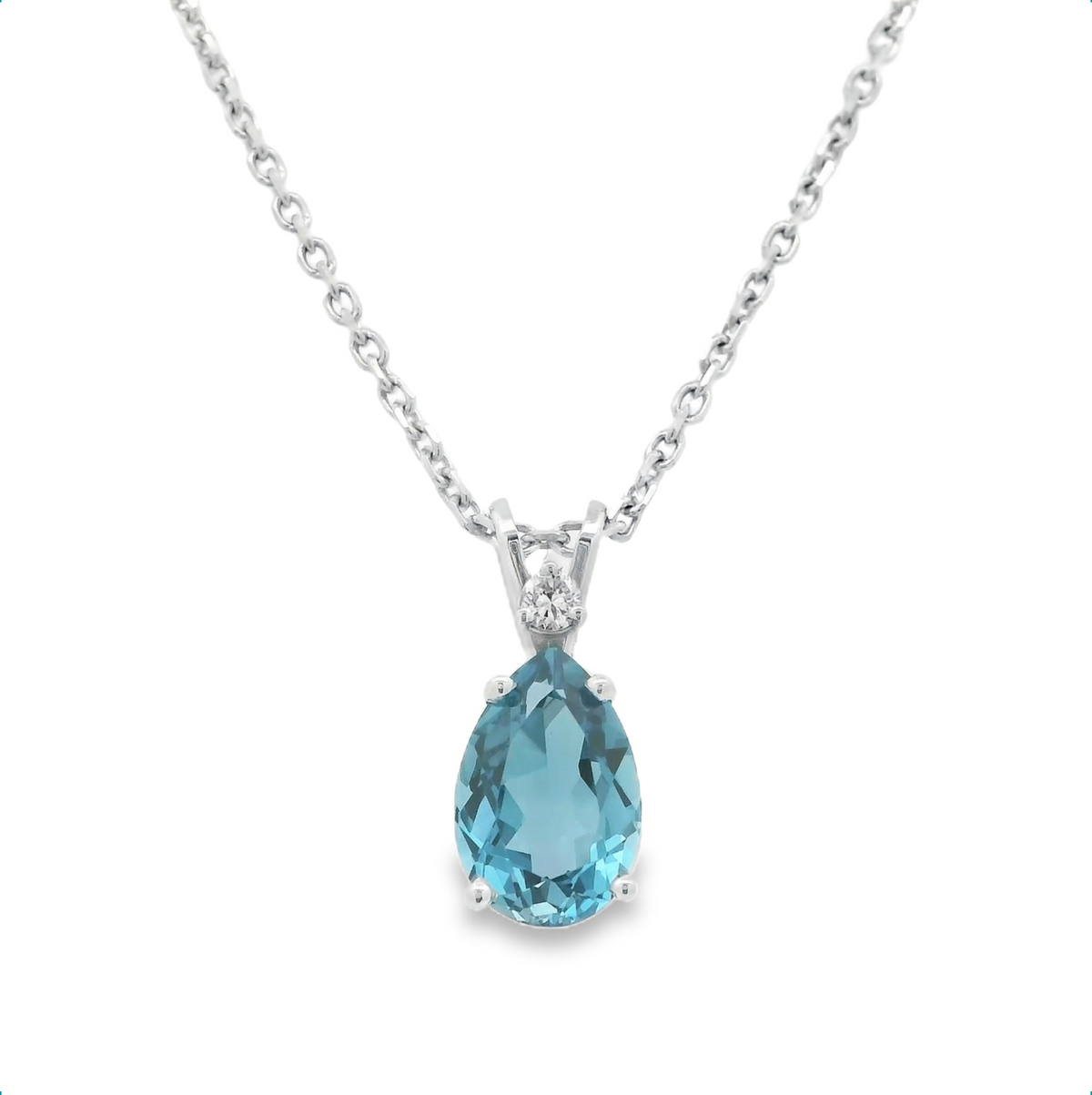 Blue Topaz and Diamond Necklace