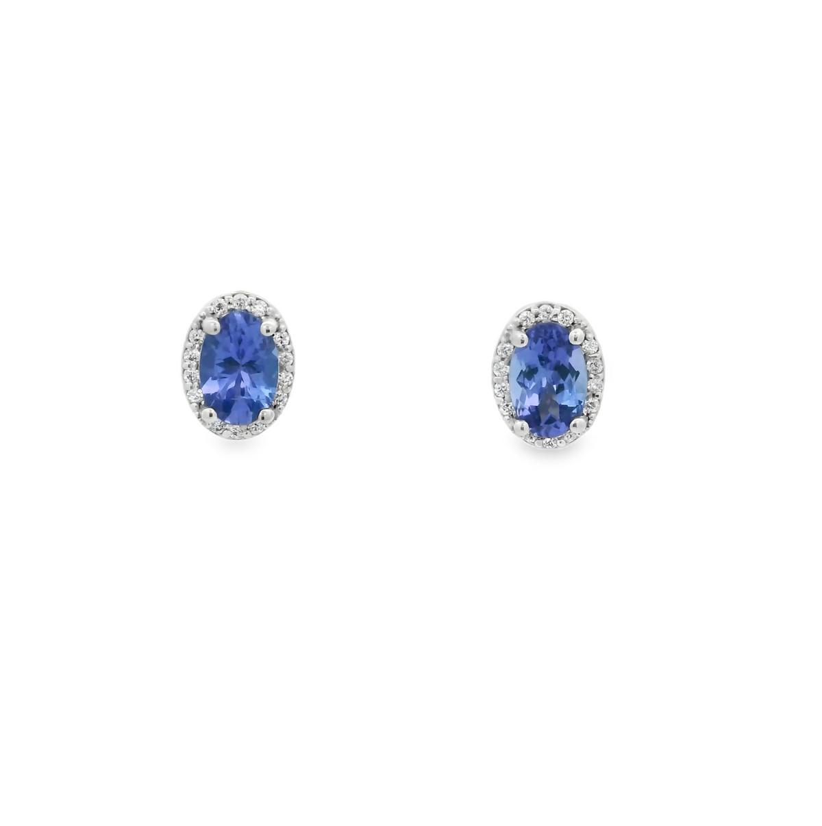 Tanzanite Studs with Diamond Halo