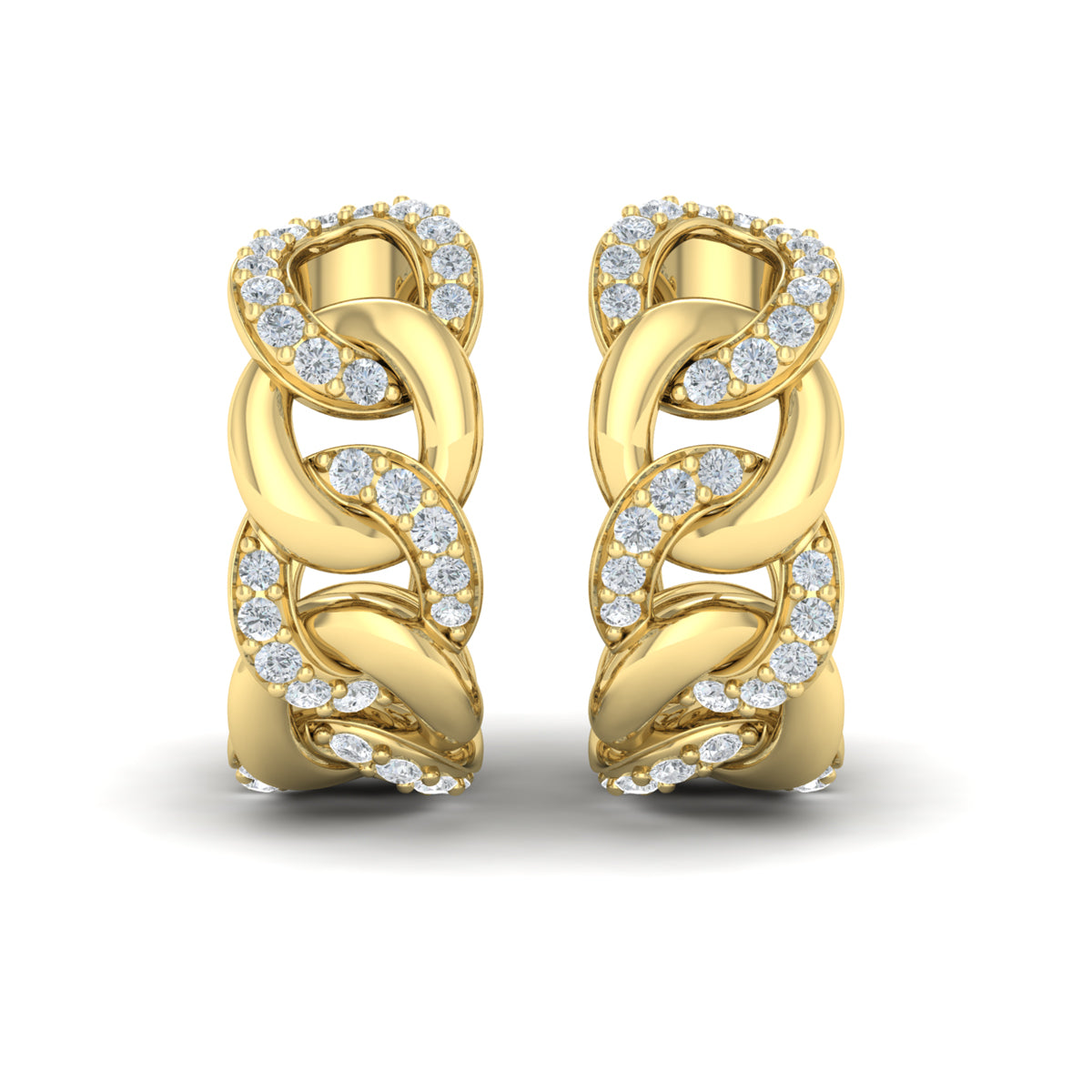 Cuban Link Diamond Hoop Earrings