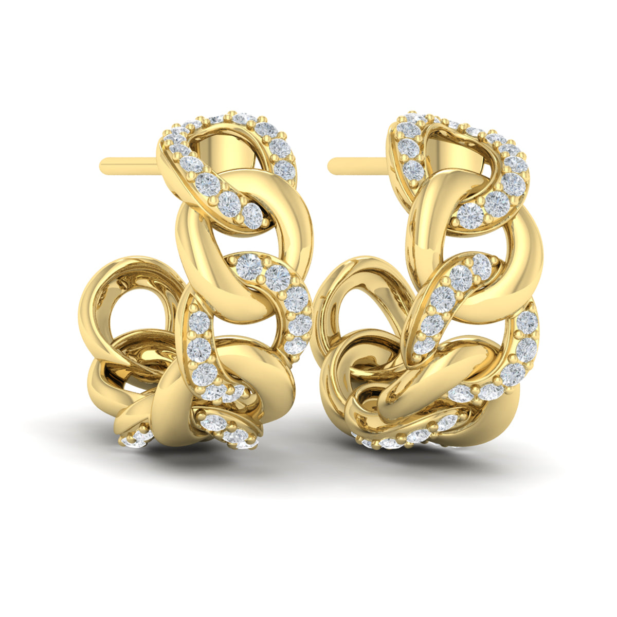 Cuban Link Diamond Hoop Earrings