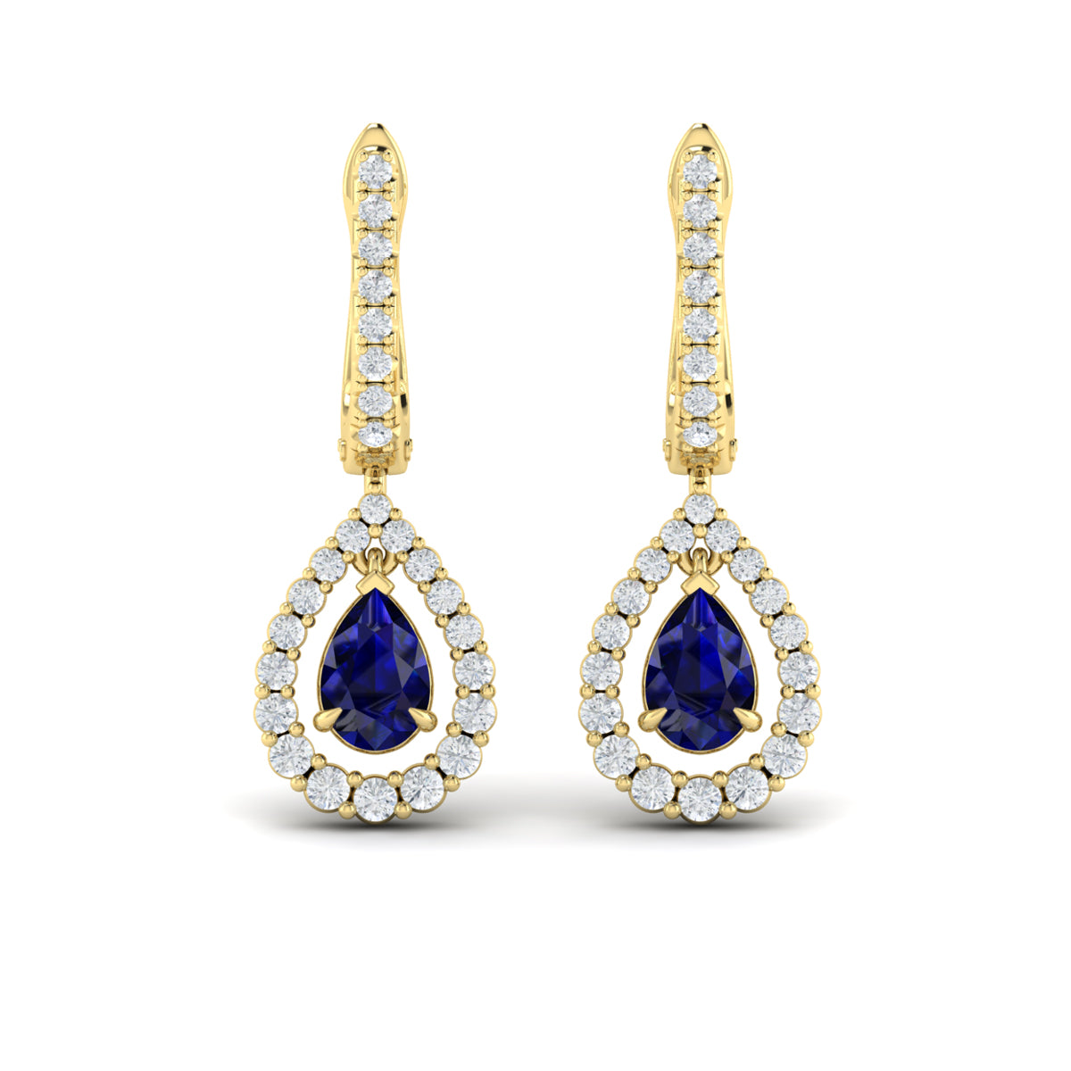 Sapphire and Diamond Dangle Earrings