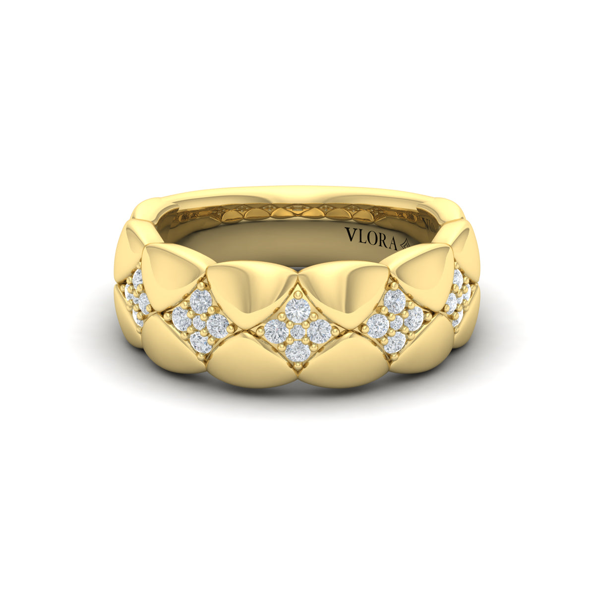 Yellow Gold Diamond Tufted Star Ring