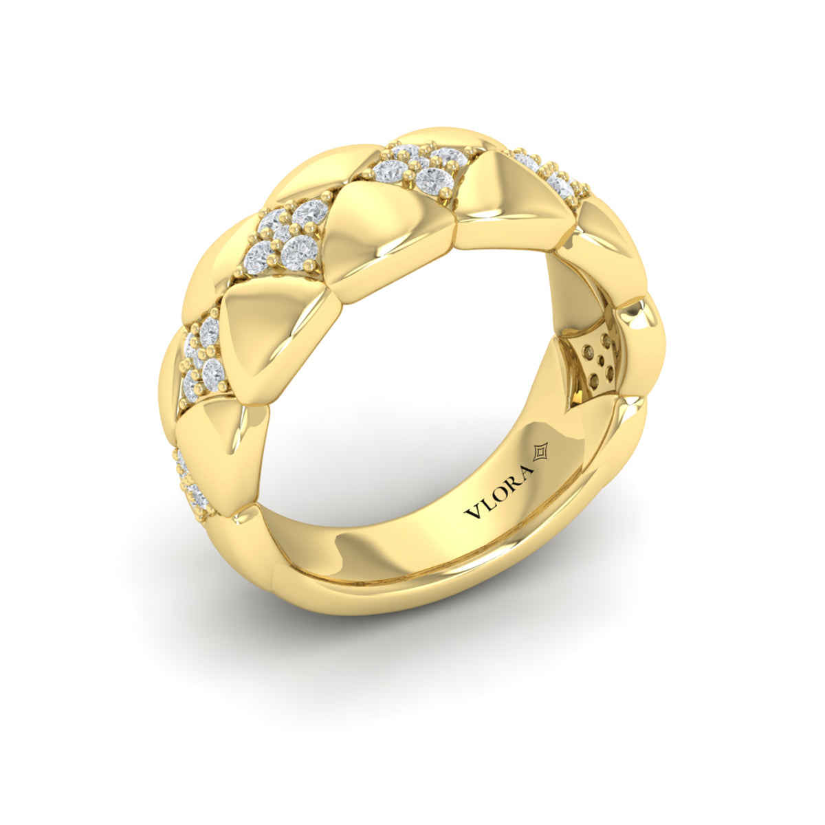 Yellow Gold Diamond Tufted Star Ring