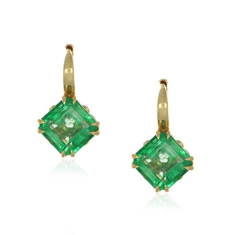 Emerald Lever Back One of a Kind Earrings