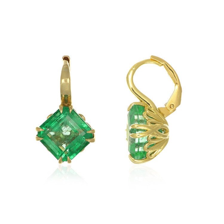 Emerald Lever Back One of a Kind Earrings