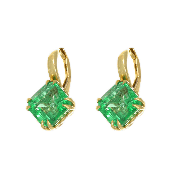 Emerald Lever Back One of a Kind Earrings