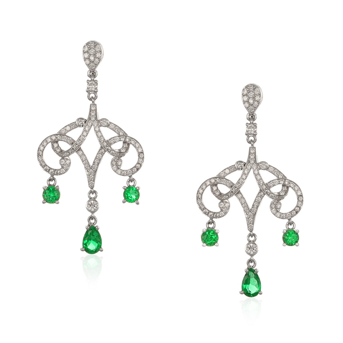 Emerald and Diamond One of a Kind Earrings