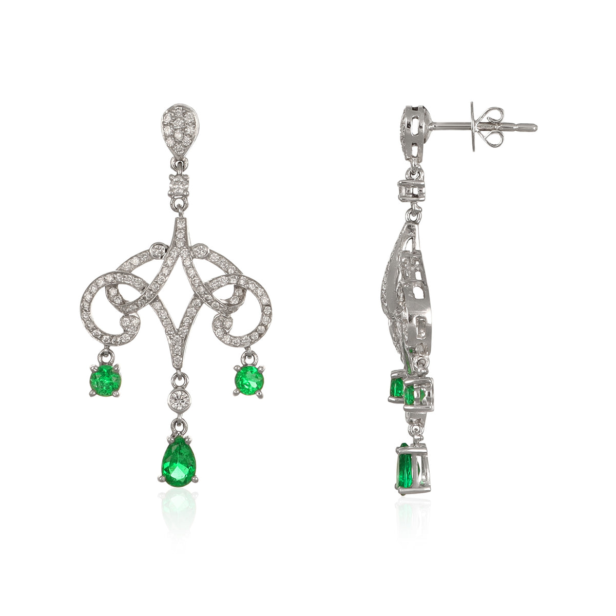 Emerald and Diamond One of a Kind Earrings