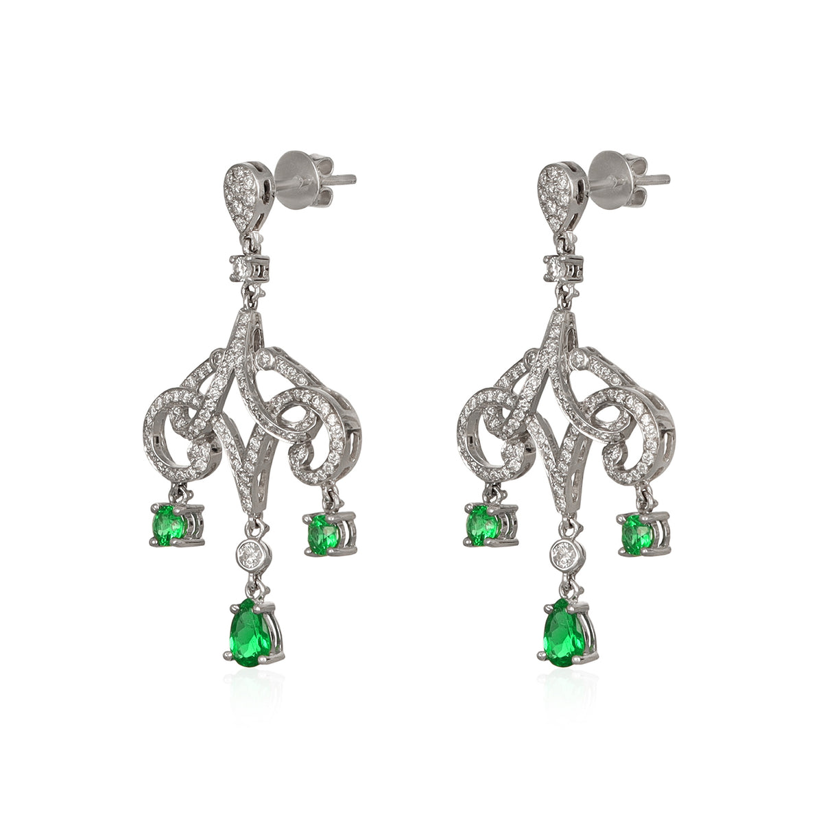 Emerald and Diamond One of a Kind Earrings