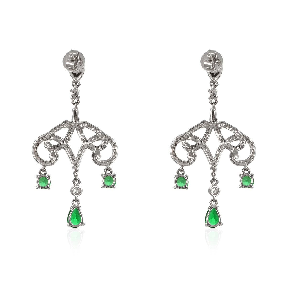 Emerald and Diamond One of a Kind Earrings