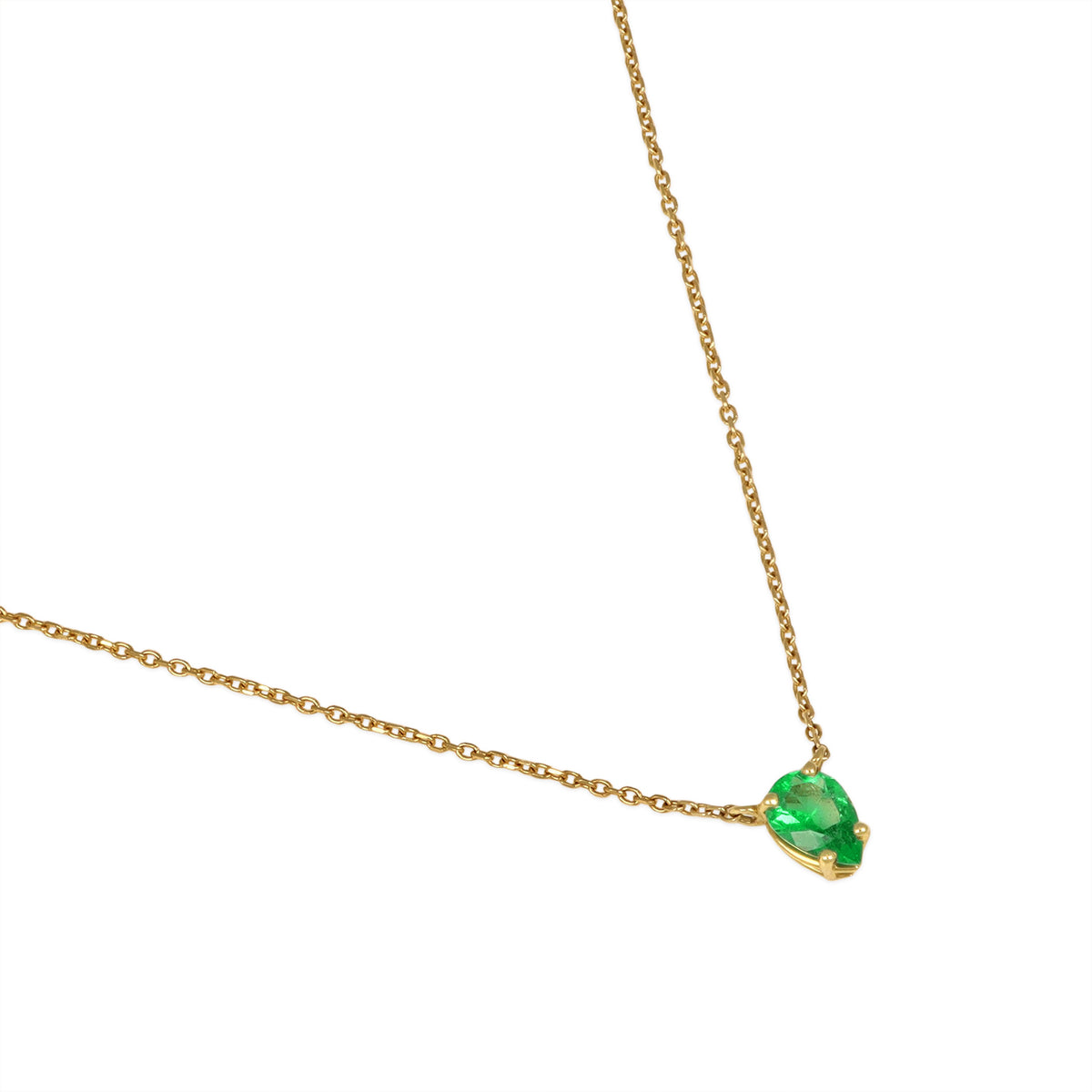 Pear Shape Emerald Solitaire Necklace