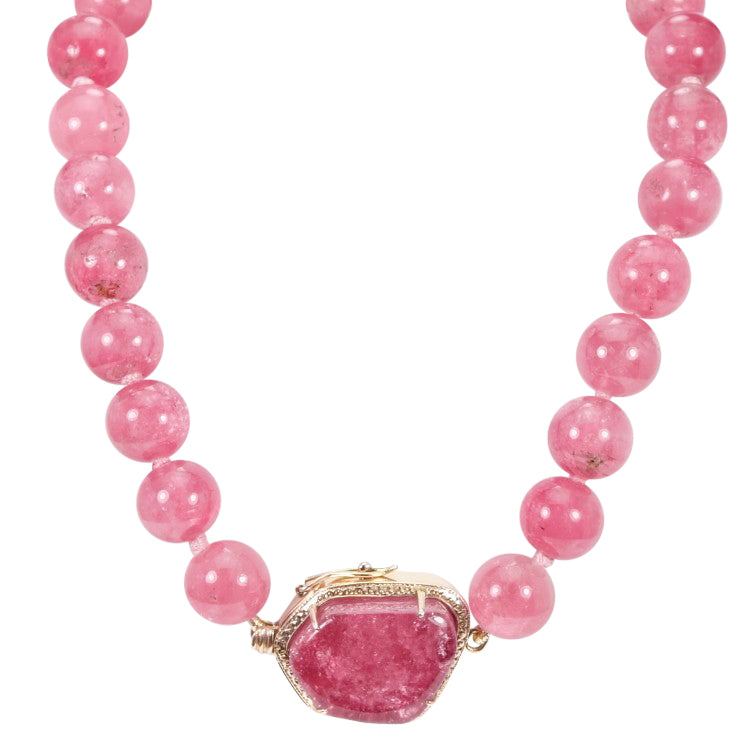Pink Tourmaline Bead Necklace