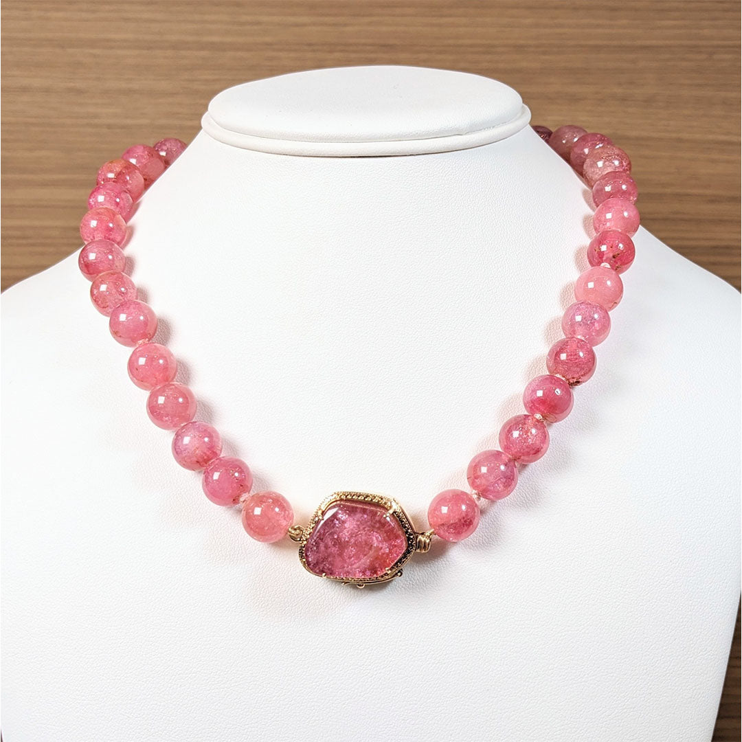 Pink Tourmaline Bead Necklace