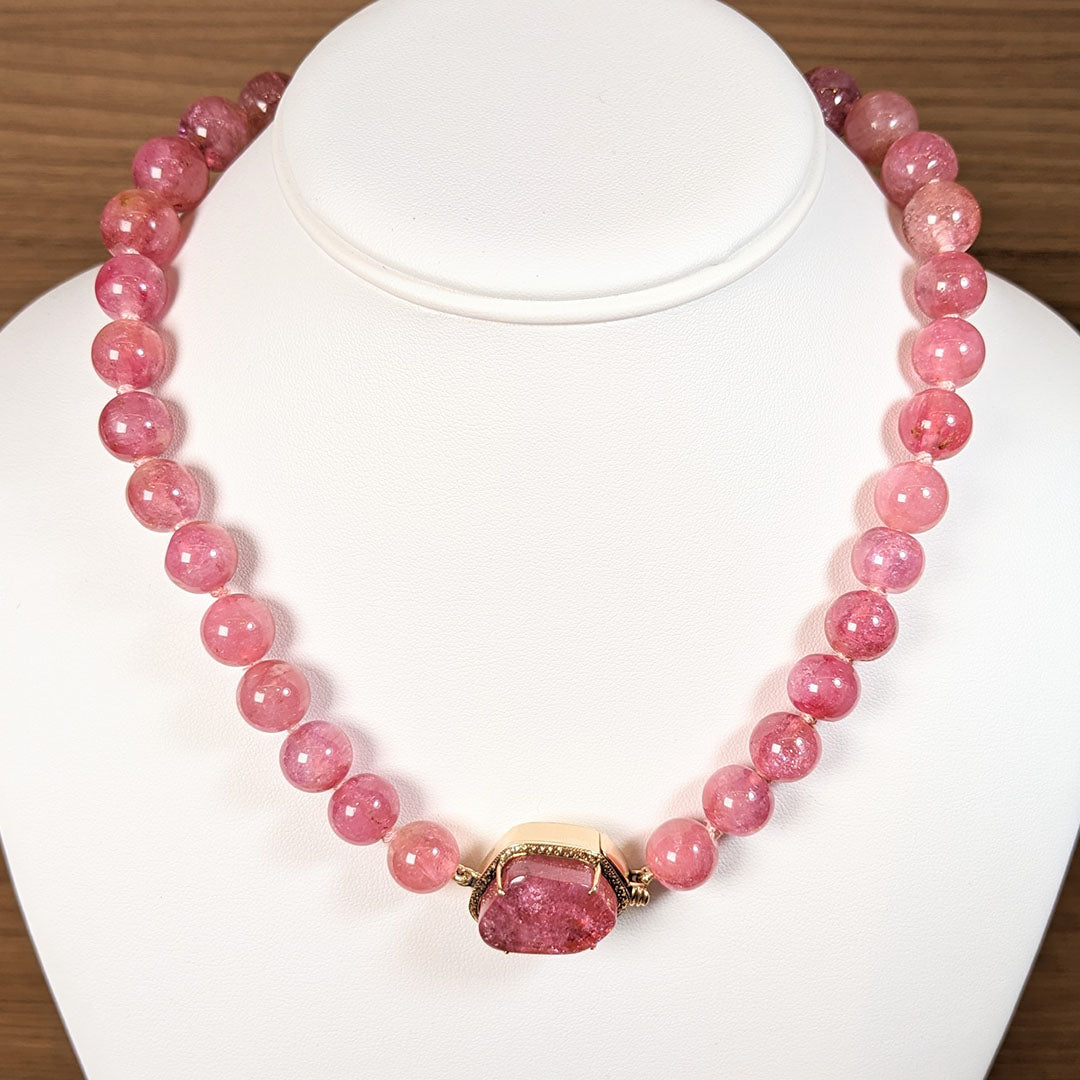Pink Tourmaline Bead Necklace