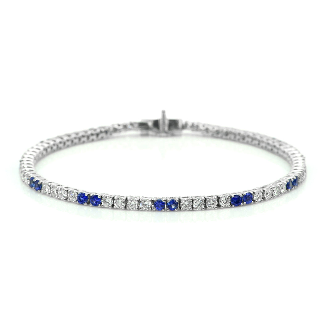 Sapphire and Diamond Line Bracelet