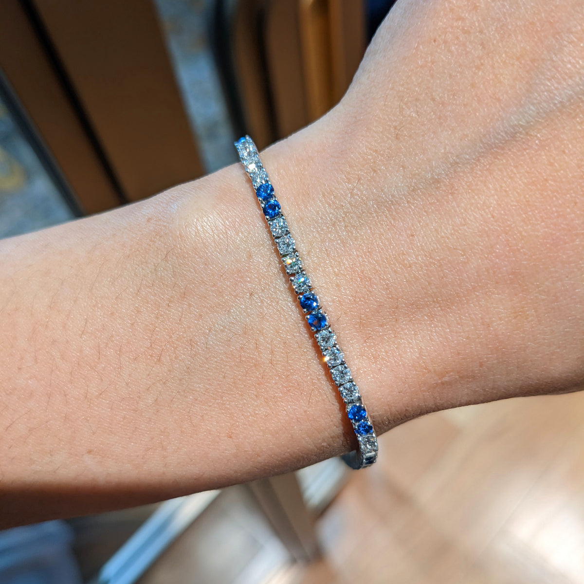 Sapphire and Diamond Line Bracelet