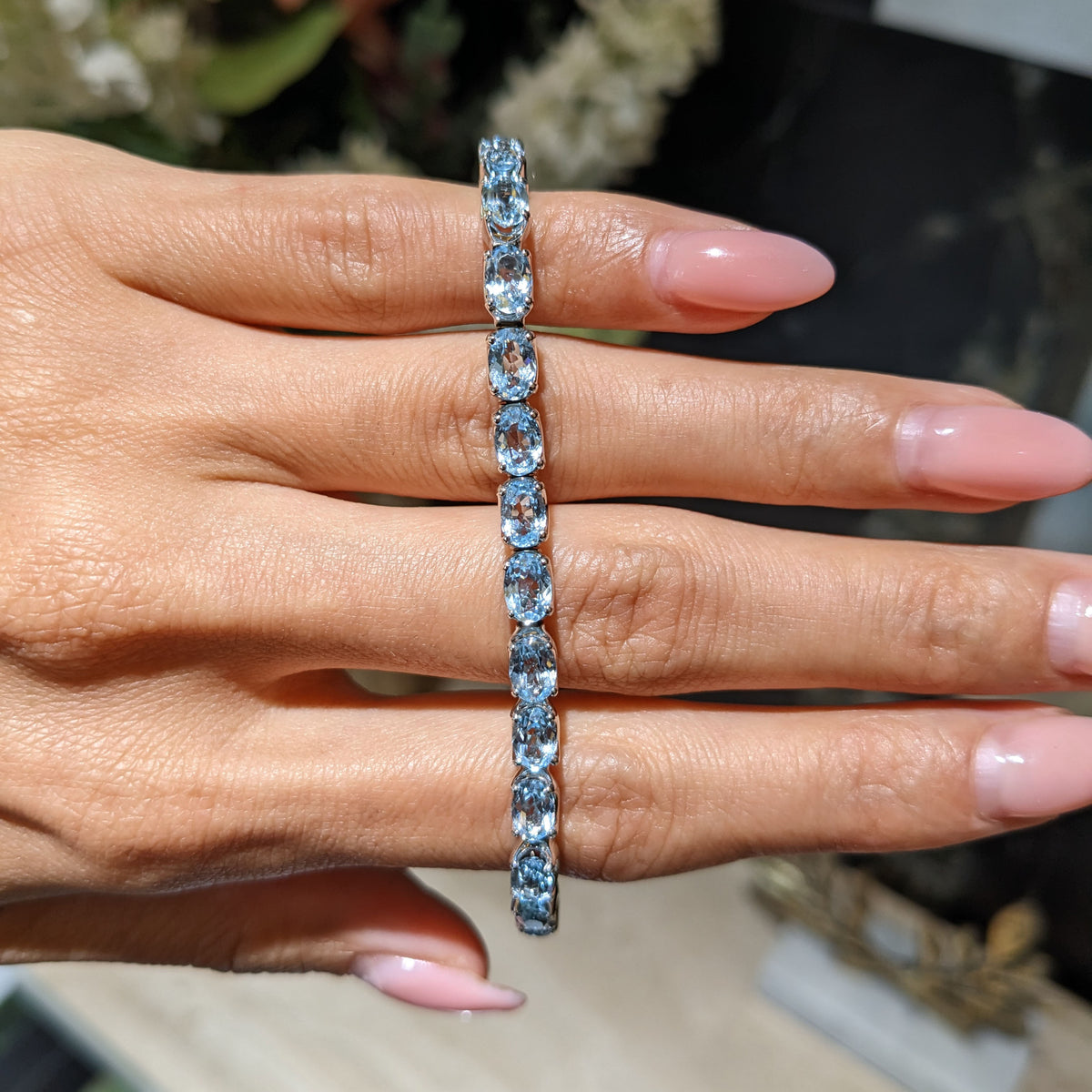 Aquamarine Line Bracelet