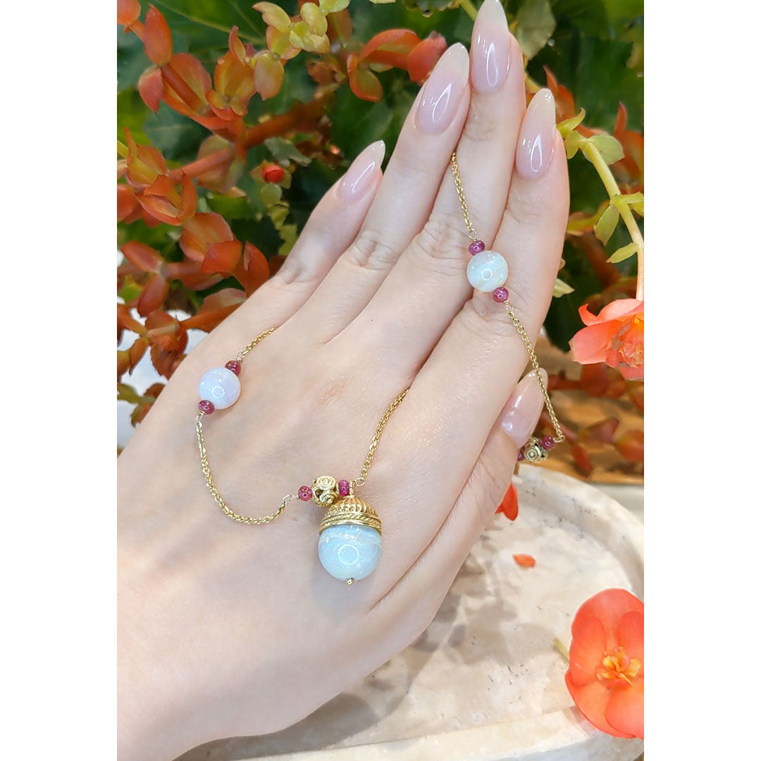 Opal Necklace with Ruby Accents