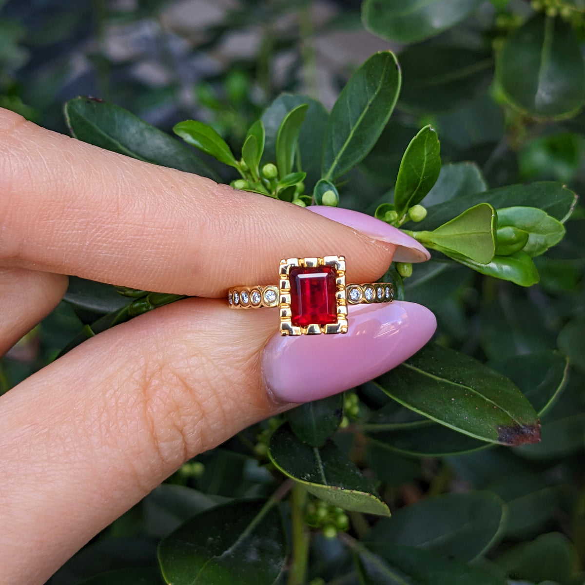 GIA Certified Rare Scarlet Red Emerald Ring